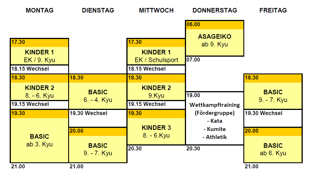 Trainingsplan ab 16. August 2021