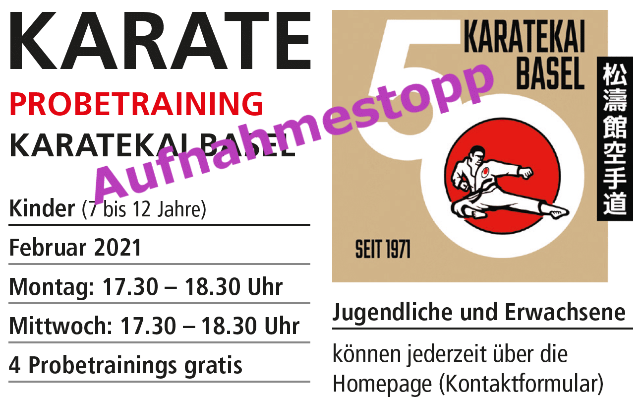 Karatekai Basel - Probetrainings Februar beendet