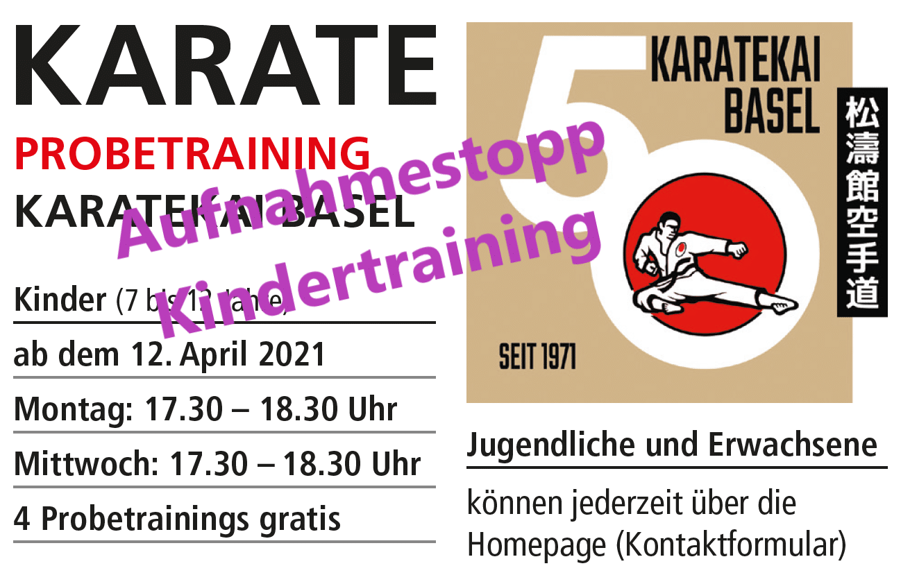 Karatekai Basel - Kinder-Probetrainings April beendet