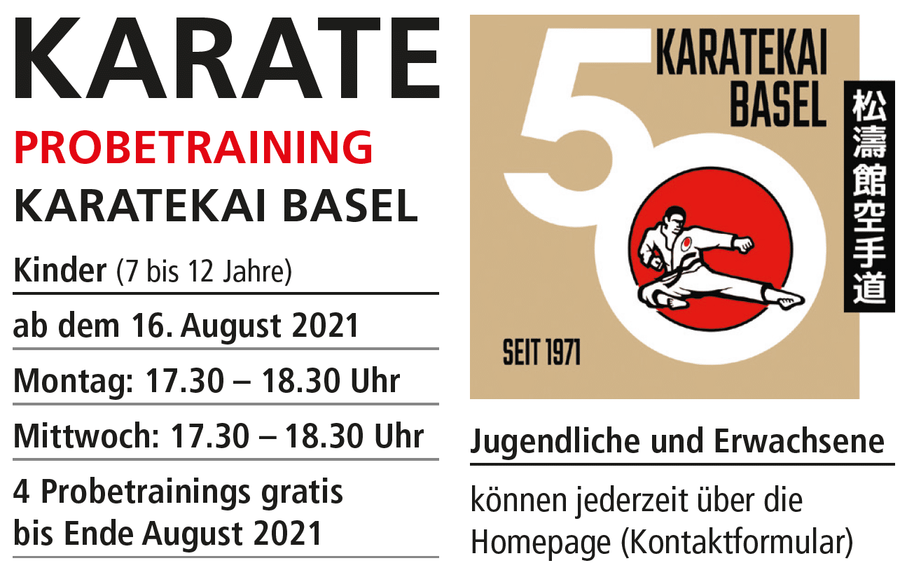 Karatekai Basel - Karate Probetrainings ab 16. August 2021
