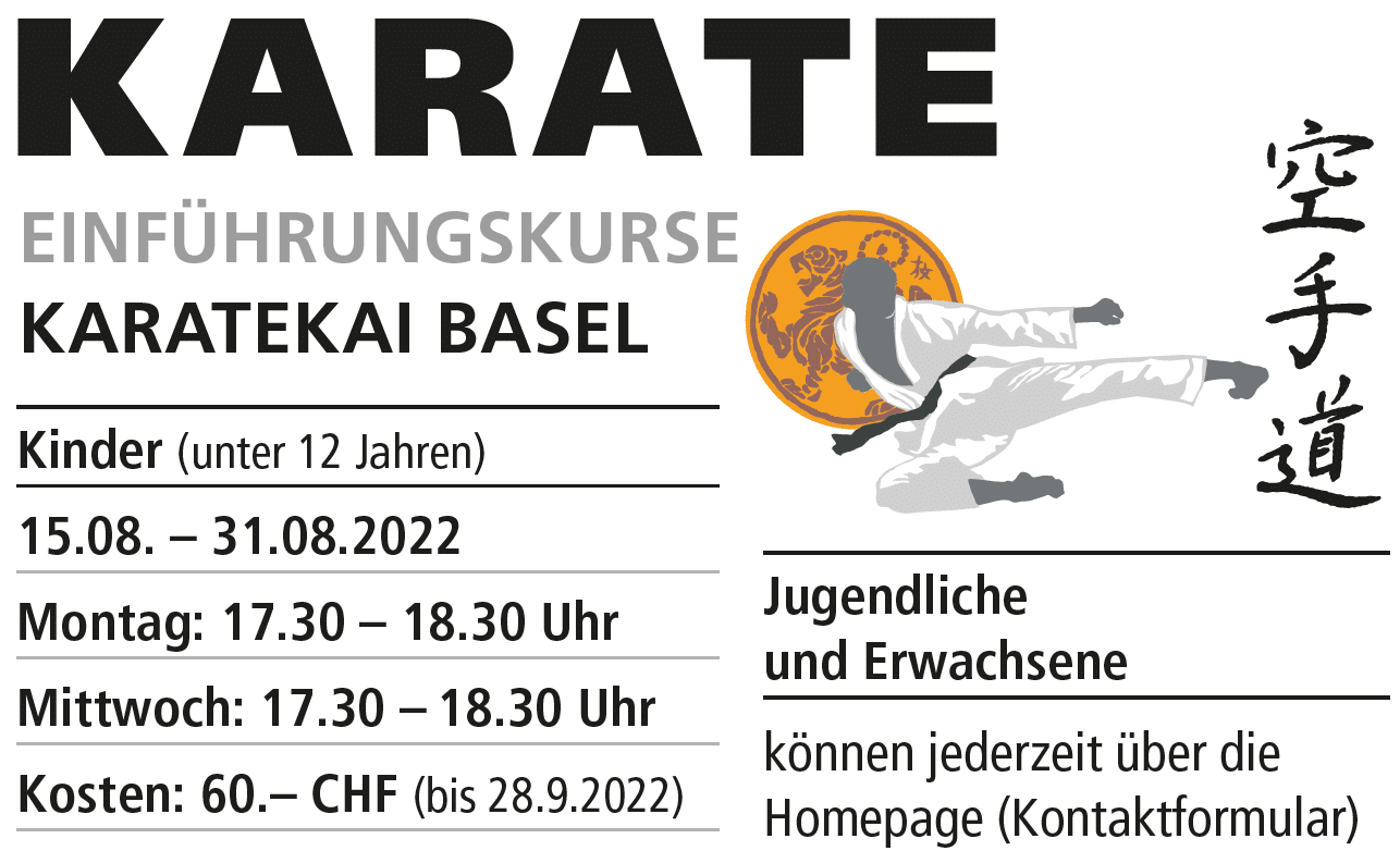 Karatekai Basel - Karate Probetrainings ab 15. August 2022