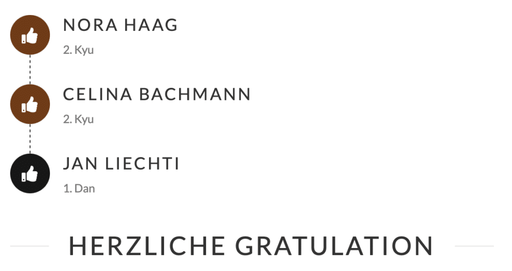 NORA HAAG
2. Kyu
CELINA BACHMANN
2. Kyu
JAN LIECHTI
1. Dan