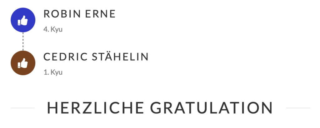 
ROBIN ERNE
4. Kyu
CEDRIC STÄHELIN
1. Kyu